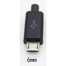 Micro USB штекер 6мм разборный(черный)