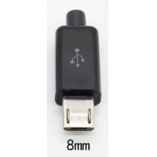 Micro USB штекер 8мм разборный (белый)